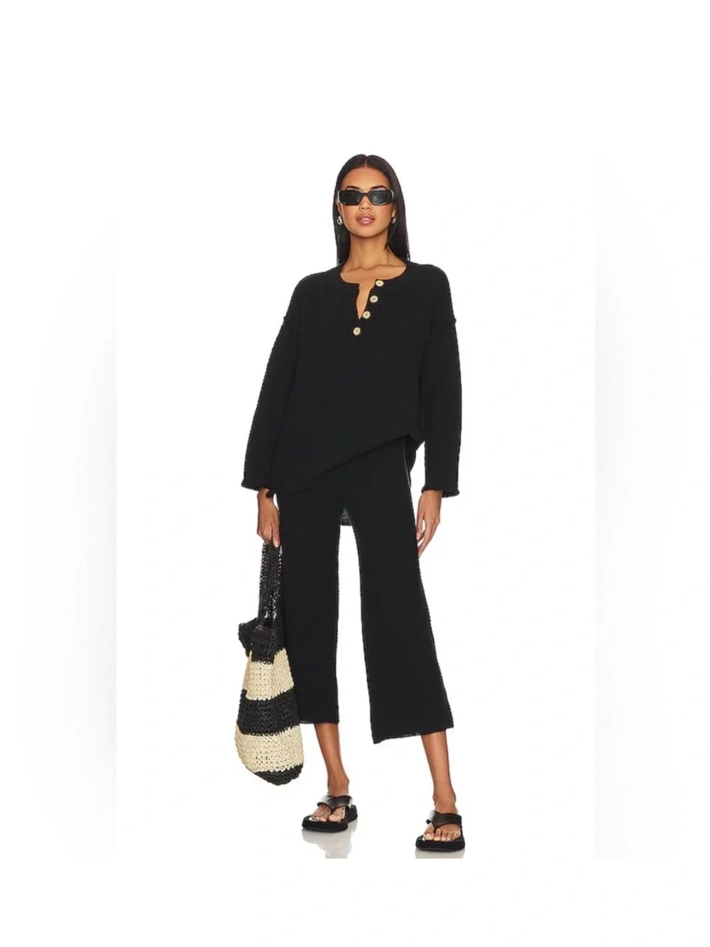 Free People Beach Hailee Sweater Two Piece Set Black size S